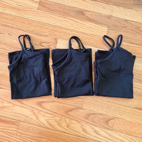 Bundle of three black girl’s size Large (10-12) camisoles with adjustable straps - Picture 2 of 8
